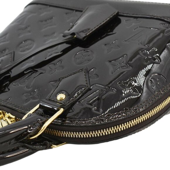 Louis Vuitton  Alma BB Monogram Vernis Satchel Bag Dark Burgundy - Picture 6 of 13